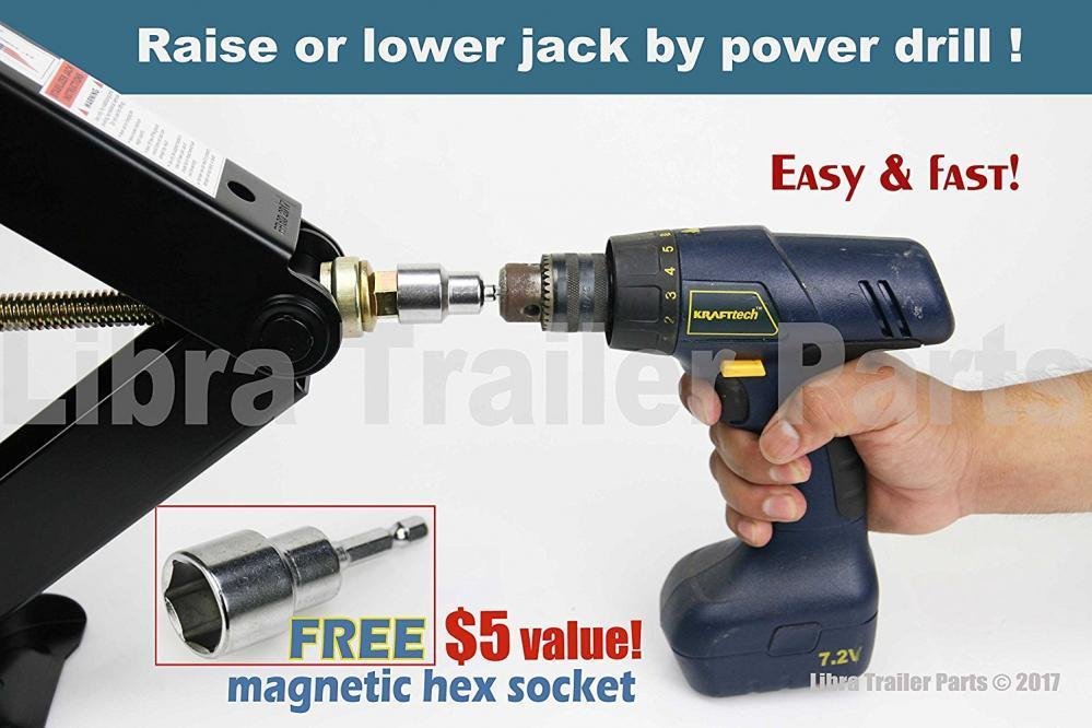 Set of 4 RV Trailer Stabilizer Leveling Scissor Jack Handle Power Drill