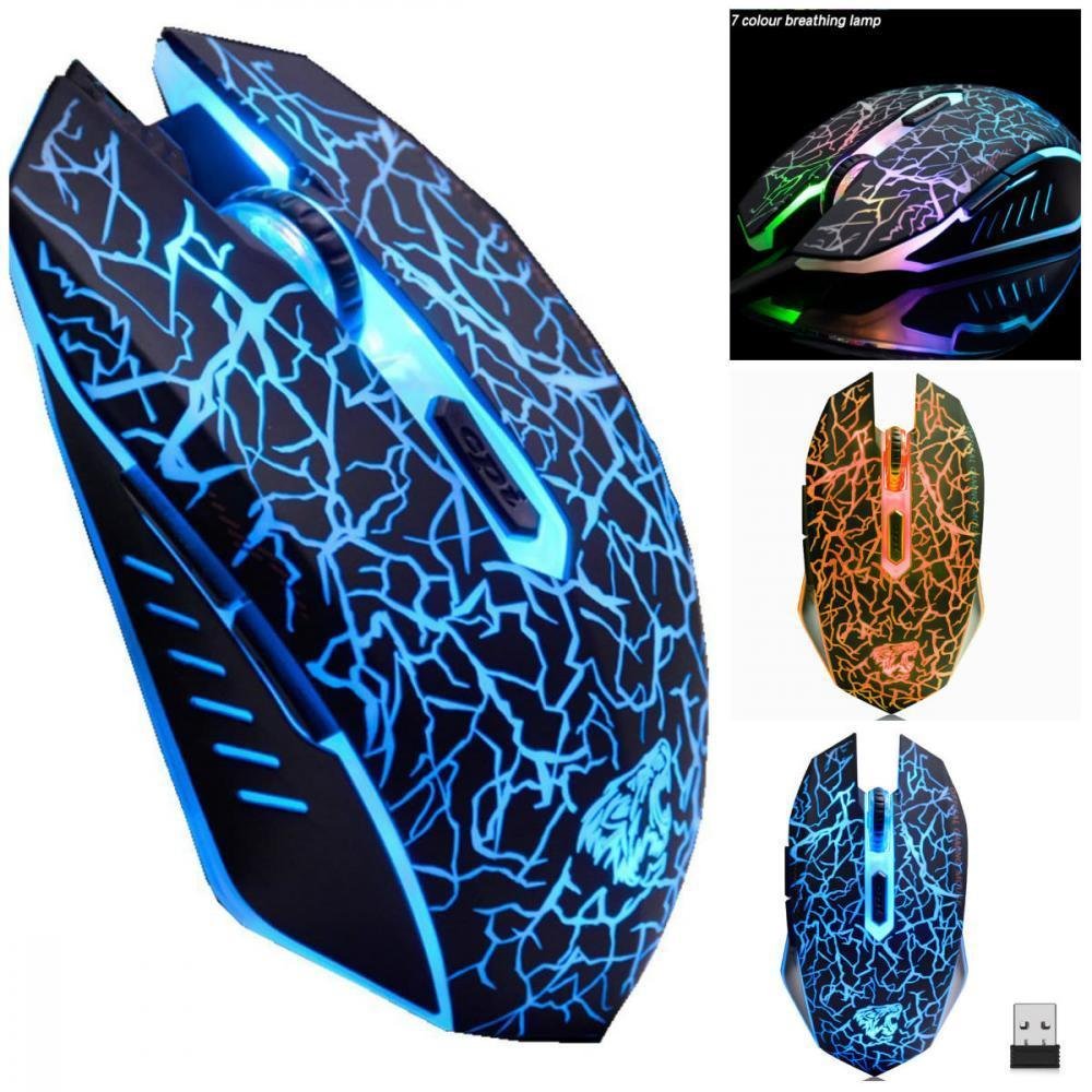 Wireless Gaming Mouse Rechargeable Silent Optical Mice With 7 Colors ...