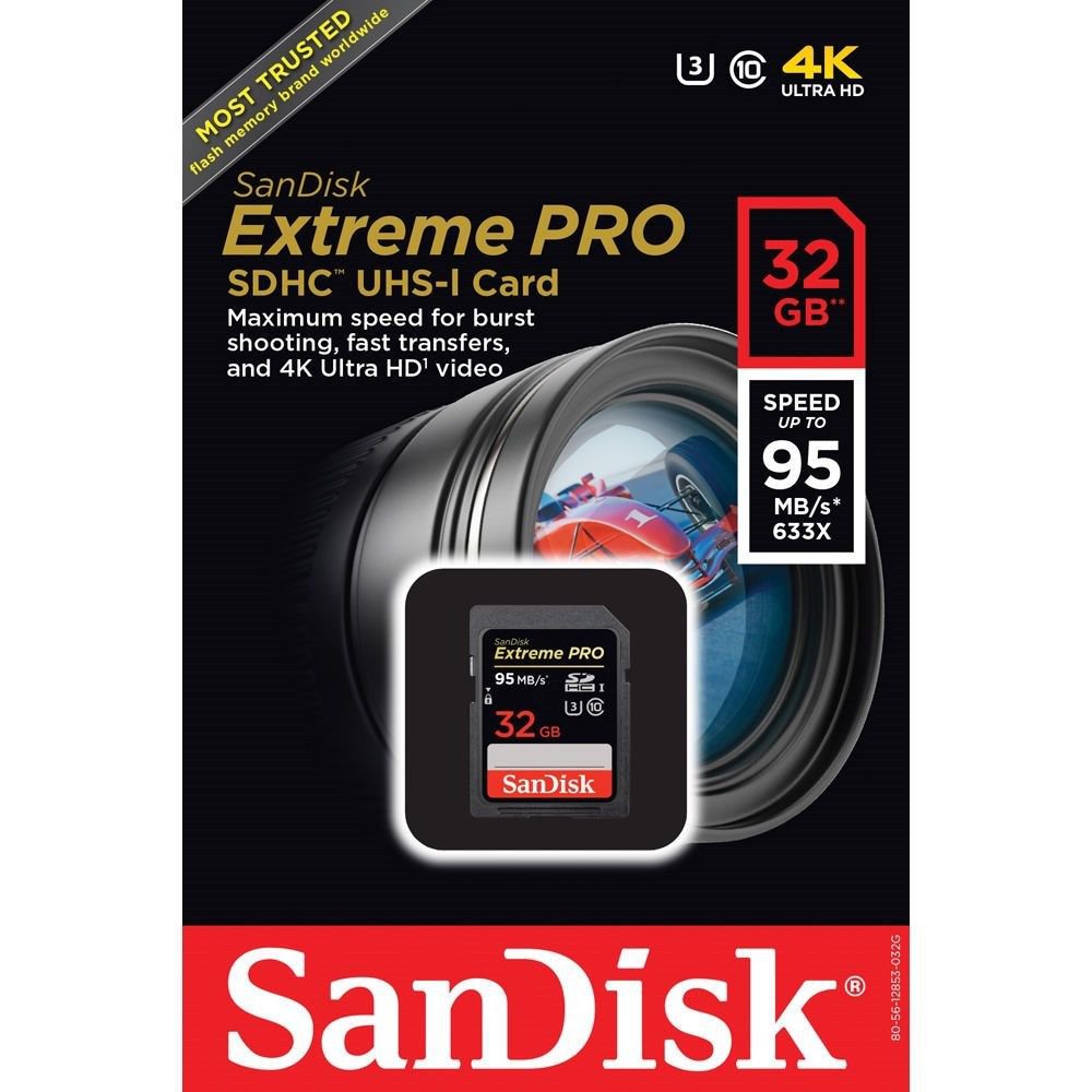 Sandisk 32gb 633x Extreme Pro Uhs I Sdhc U3 Class 10 95mbs 4k Ultra Memory Card 8877