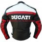 Ducati Black Pure Cowhide Leather Safety Jacket For Bikers -- Free Shipping