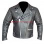 CUSTOM BLACK Motorcycle Cowhide Leather Safety Jacket -- Free Shipping