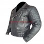 CUSTOM BLACK Motorcycle Cowhide Leather Safety Jacket -- Free Shipping