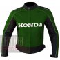 Honda 5523 Green Genuine Cowhide Leather Motorcycle Safety Jacket For Bikers