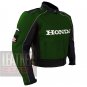 Honda 5523 Green Genuine Cowhide Leather Motorcycle Safety Jacket For Bikers