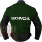 Honda 5523 Green Genuine Cowhide Leather Motorcycle Safety Jacket For Bikers