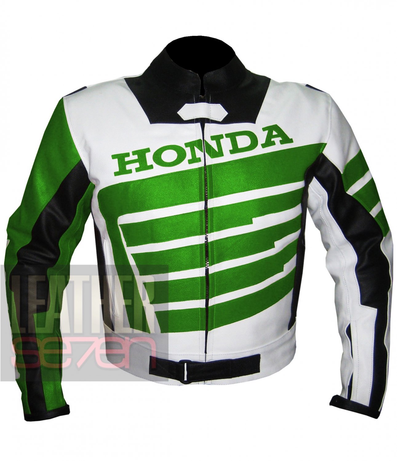 Outstanding Cowhide Leather Safety Racing Jacket ... Honda 9019 Green Coat