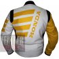 Honda 9019 Yellow Pure Cowhide Leather Safety Racing Jacket  For Bikers