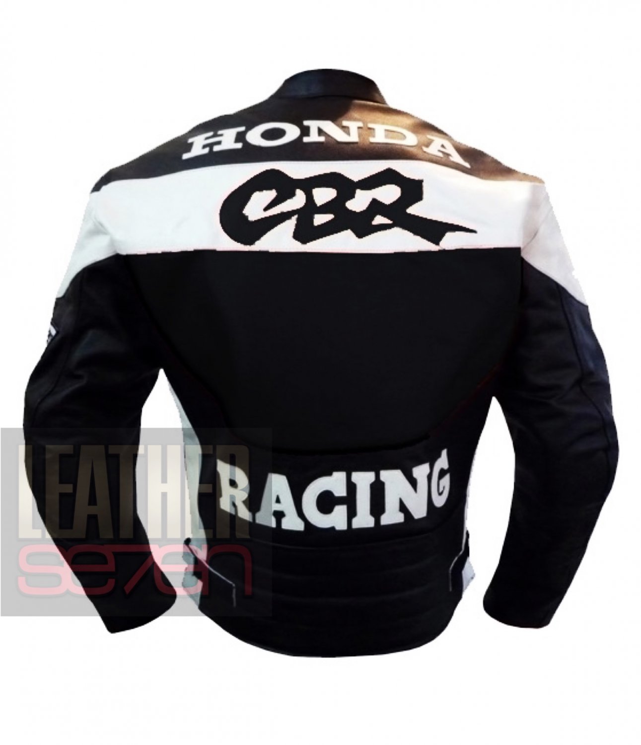 Honda CBR Black Original Pure Cowhide Leather Safety Racing Jacket For ...