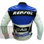 New Men's Fashion Outclass Cowhide Leather Safety Jacket .. Honda GAS Repsol Blue