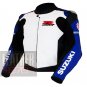 New Men's Designer Cowhide Leather Jackets For Bikers .. Suzuki 1078 Blue Coat