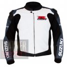Outclass Pure Cowhide Leather Safety Racing Jacket .. Suzuki 1078 Grey Coat