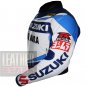 Suzuki 4212 Yoshimura Blue Pure Cowhide Leather Safety Jacket For Bikers