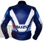 Suzuki 4212 Yoshimura Blue Pure Cowhide Leather Safety Jacket For Bikers