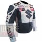 Suzuki 4269 Grey Genuine Cowhide Leather Safety Racing Jacket For Bikers