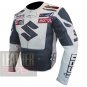 Suzuki 4269 Grey Genuine Cowhide Leather Safety Racing Jacket For Bikers