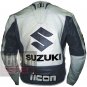 Suzuki 4269 Grey Genuine Cowhide Leather Safety Racing Jacket For Bikers