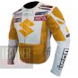New Outclass Arrival Pure Cowhide Leather Safety Jacket.. Suzuki 4269 Yellow Leather