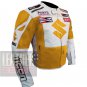 New Outclass Arrival Pure Cowhide Leather Safety Jacket.. Suzuki 4269 Yellow Leather