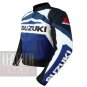 Pure Cowhide Genuine Leather Jackets For Professional Racers .. Suzuki GSX Blue