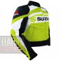 Made By Pure Cowhide Leather Safety Racing Jacket ... Suzuki GSX Fluorescent