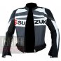 New Best Arrival Of Pure Cowhide Leather Safety Racing Jacket Suzuki GSX Grey