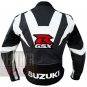 Suzuki GSX Gun Metal 100% Pure Cowhide Leather Safety Racing Jacket For Bikers