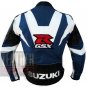 New Arrival Pure 100% Cowhide Leather Safety Racing Jacket Suzuki GSX Navy Blue