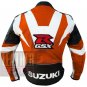 New Best Arrival Of Pure Cowhide Leather Safety Jacket Suzuki GSX Orange