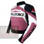 Suzuki GSX Pink Pure Cowhide Leather Safety Racing Jackets For Ladies