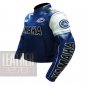 Protective Motorcycle Pure Cowhide Leather Racing Jacket ... Yamaha 0820 Blue