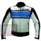 Best Quality Pure Cowhide Leather Racing Jackets .. Yamaha 5241 Sky Blue Coat