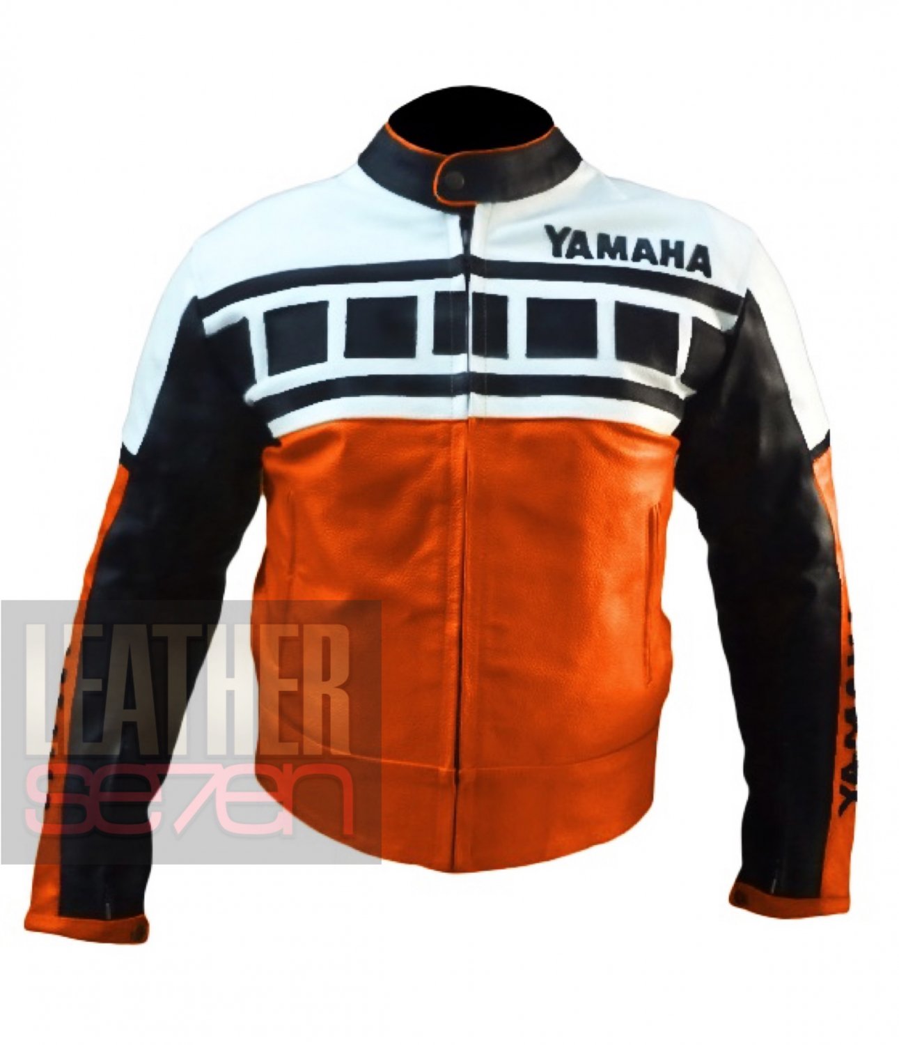Genuine Cowhide Leather Racing Jacket For Bikers .. Yamaha 6728 Orange
