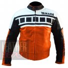 Genuine Cowhide Leather Racing Jacket For Bikers .. Yamaha 6728 Orange