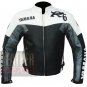 Vintage Motorcycle Jacket .. Yamaha R6 Grey Pure Cowhide Leather Coat For Bikers