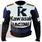 New Best Arrival Of Cowhide Leather Motorbike Jacket . Kawasaki 1 Blue Coat