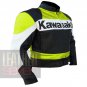 Kawasaki 2020 fluorescent  Pure Cowhide Leather Motorbike Armour Jacket