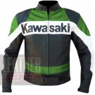 Pure Cowhide Leather Motorbike Jacket . Kawasaki 2020 Green Coat For Men .