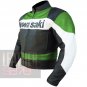 Pure Cowhide Leather Motorbike Jacket . Kawasaki 2020 Green Coat For Men .