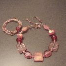 Pink jewels necklace, earrings, and bracelet set