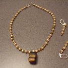 Sand pearl stone necklace and earrings