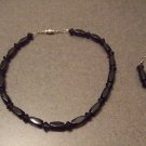 Jet black Obsidian necklace and earrings