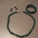 seaweed green coarl necklace and earrings