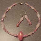 pink rosemary necklace and earrings