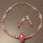 pink rosemary necklace and earrings