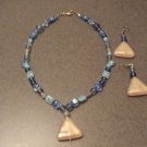 Tropical Blue sandstone necklace and earrings