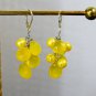 Sterling Silver Leverback Lemon Chalcedony Yellow Pearl Cluster Dangle Earrings
