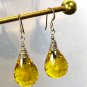 Sterling Silver Faceted Yellow Citrine Briolette Teardrop Bead Dangle Earrings