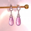 Sterling Silver Purple Amethyst Teardrop Briolette Pierced Dangle Earrings, TJC