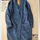 blue Corduroy woolen overcoat short cardigan coat outwear jacket