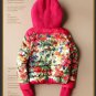 pink Hooded floral down coat short parkas jacket 90% duck's down